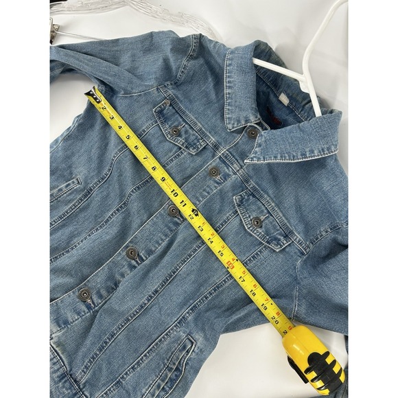Wrangler Women's XL Blue Wash Vintage Denim Trucker Jacket Button Closure - Picture 9 of 10